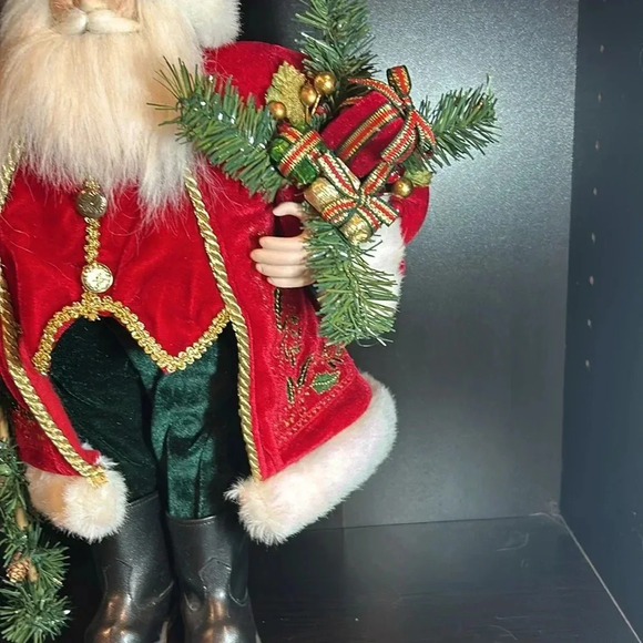 Holiday Time Standing Santa with Gifts And Walking Stick Christmas Decor 18” - Picture 6 of 10